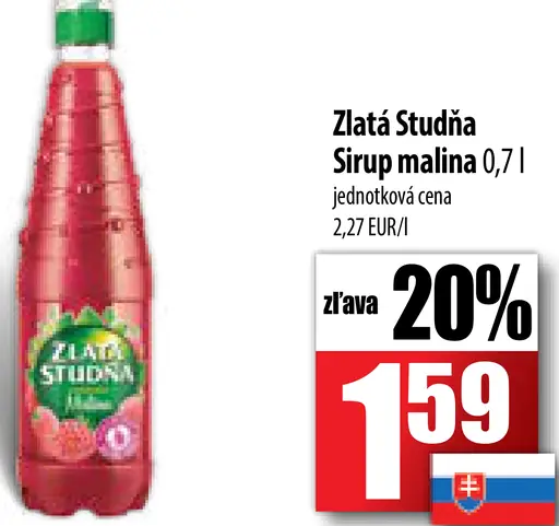 Zlatá Studňa Sirup malina