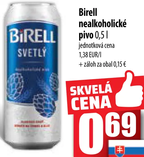 BIRELL Nealkoholické pivo