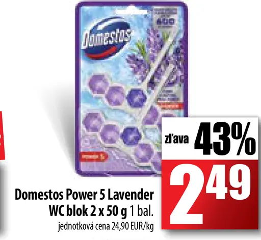 Domestos Power 5 Lavender WC blok 2 x 50 g