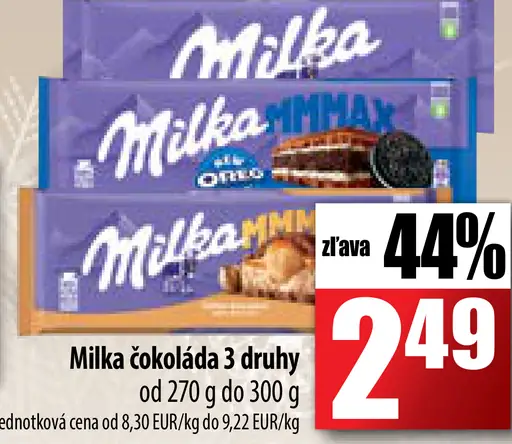 Milka čokoláda 3 druhy