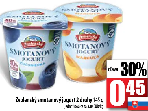 Zvolenský smotanový jogurt 2 druhy