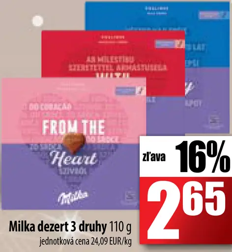 Milka dezert 3 druhy