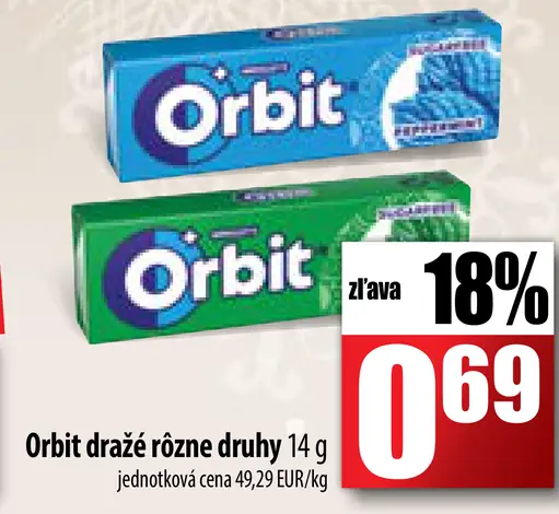 Orbit dražé rôzne druhy