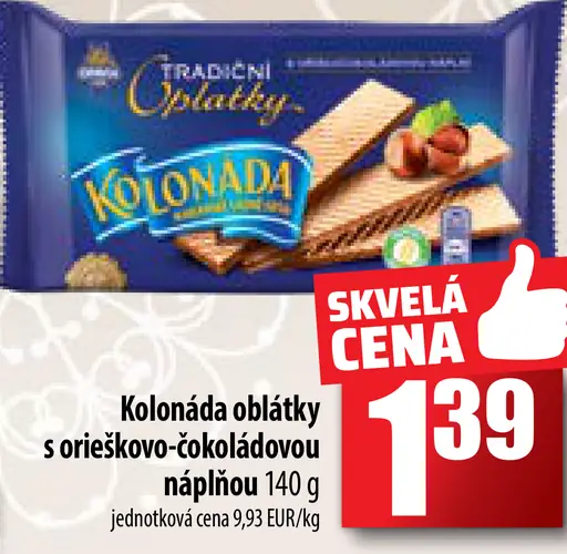 Kolonáda oblátky s orieškovo-čokoládovou náplňou