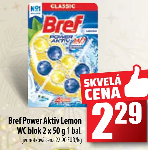 Bref Power Aktiv Lemon WC blok 2 x 50 g