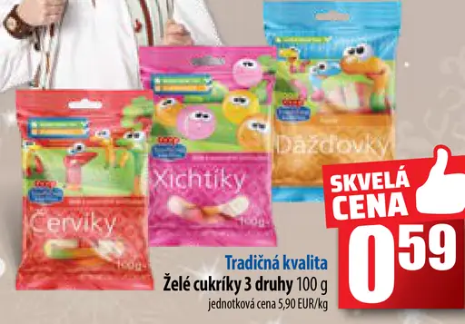 želé cukríky 3 druhy