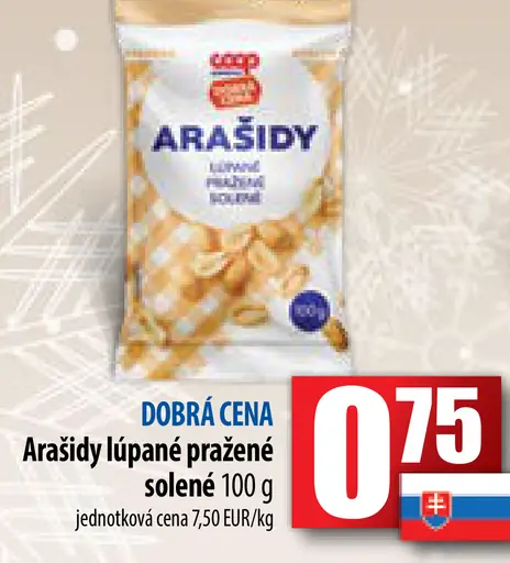 Arašidy lúpané pražené solené