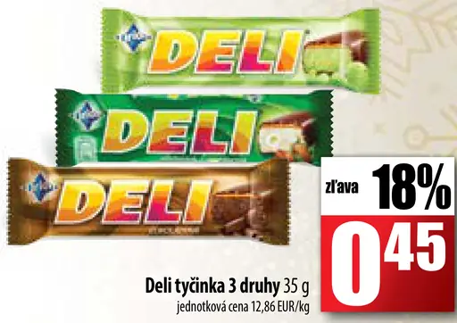 Deli tyčinka 3 druhy