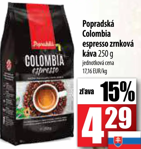 Popradská Colombia espresso zrnková káva