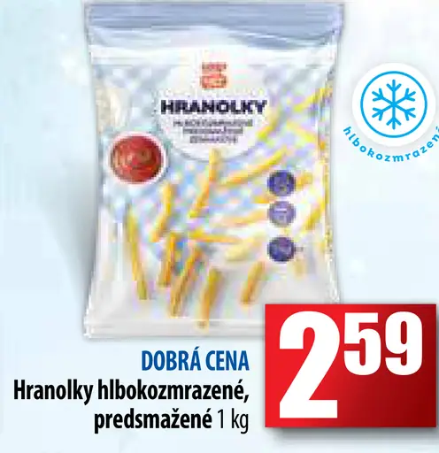 Hranolky hlbokozmrazené, predprážané