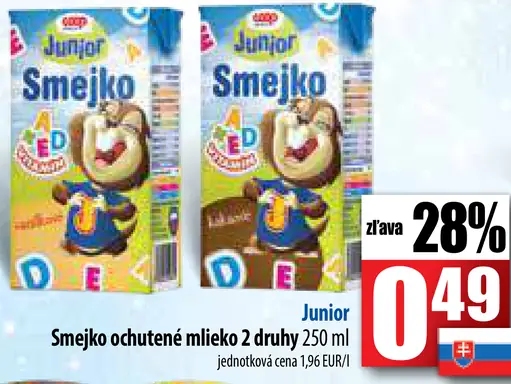 Smejko ochutené mlieko 2 druhy