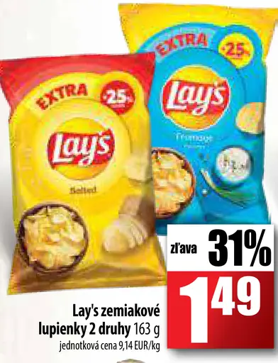 Lay's zemiakové lupienky 2 druhy