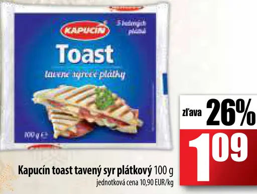 Kapucín toast tavený syr plátkový