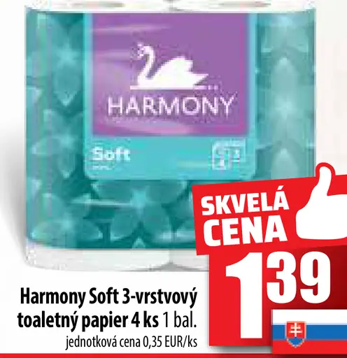 Harmony Soft 3-vrstvový toaletný papier