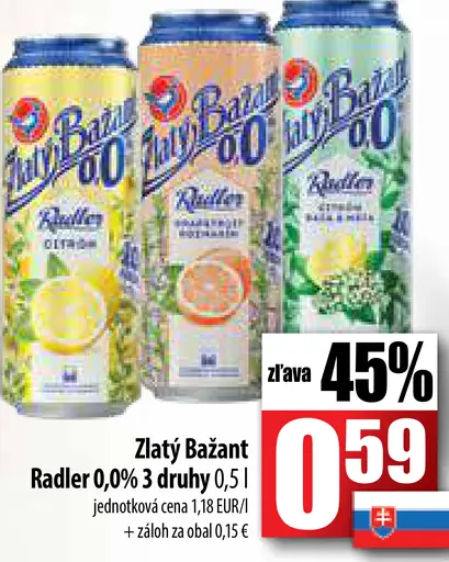 Zlatý Bažant Radler 0,0% 3 druhy