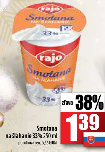 Smotana na šľahanie 33%