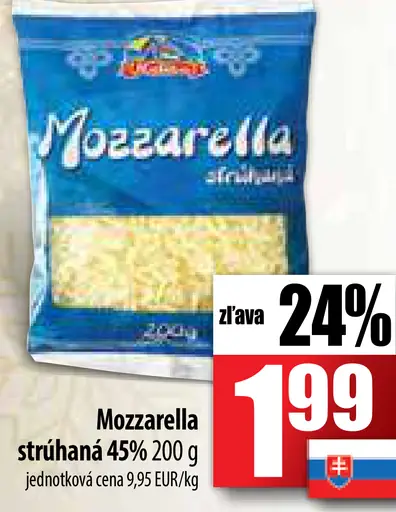 Mozzarella strúhaná 45%