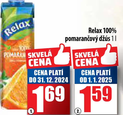 Relax 100% pomarančový džús