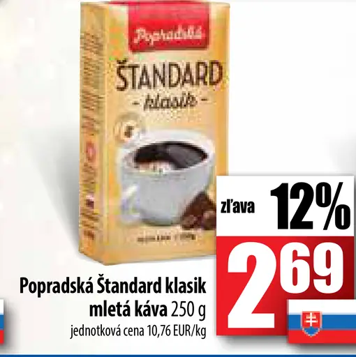 Popradská Štandard klasik mletá káva