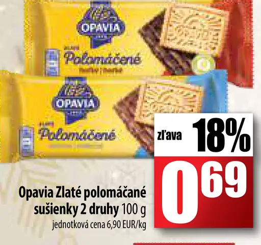 Opavia Zlaté polomáčené sušienky 2 druhy