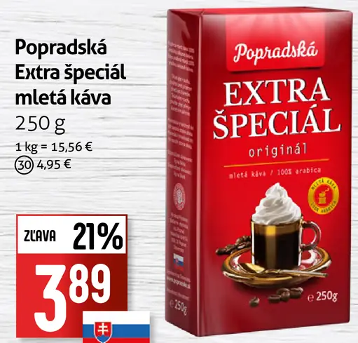 Popradská Extra špeciál originál mletá káva