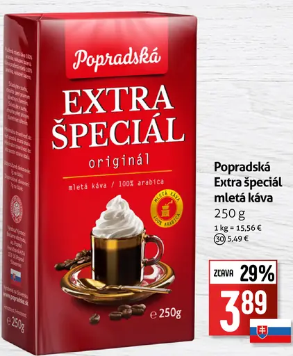 Popradská Extra špeciál originál mletá káva