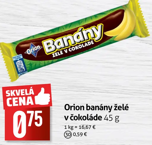 Orion Banány XXL želé v čokoláde