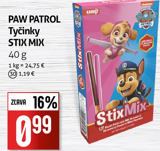 PAW PATROL Tyčinky STIX MIX