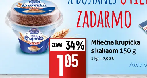Kunín mliečna krupička s kakaom