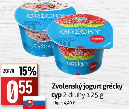 Zvolenský jogurt grécky typ 2 druhy