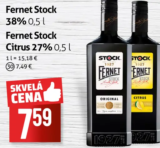 Fernet Stock 38% - Fernet Stock Citrus 27%