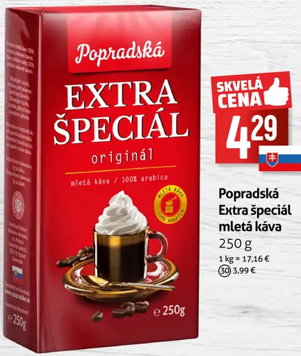 Popradská Extra špeciál originál mletá káva