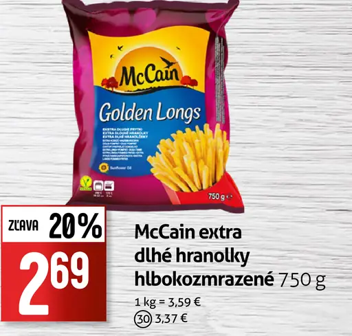 McCain extra dlhé hranolčeky hlboko zmrazené