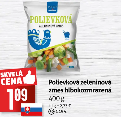 Polievková zeleninová zmes hlboko zmrazená