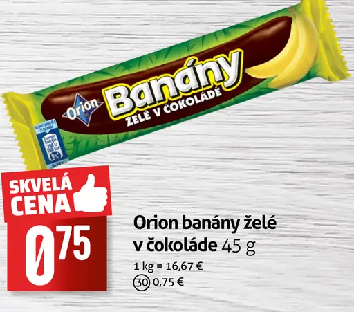 Orion Banány XXL želé v čokoláde