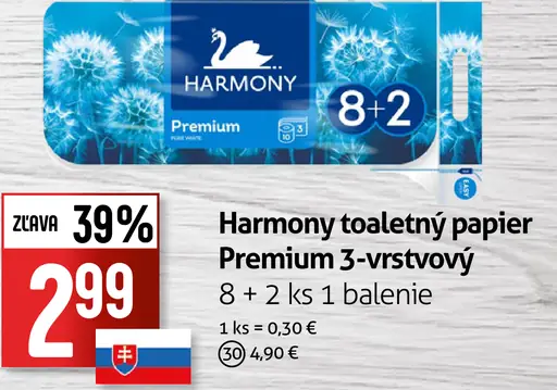 Harmony Premium 3-vrstvový toaletný papier