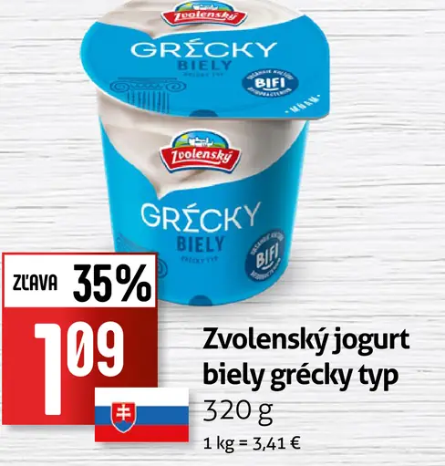Zvolenský Smotanový jogurt grécky typ biely
