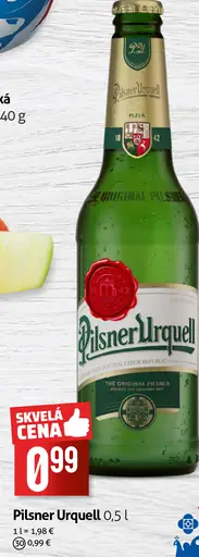 Pilsner Urquell pivo sklo