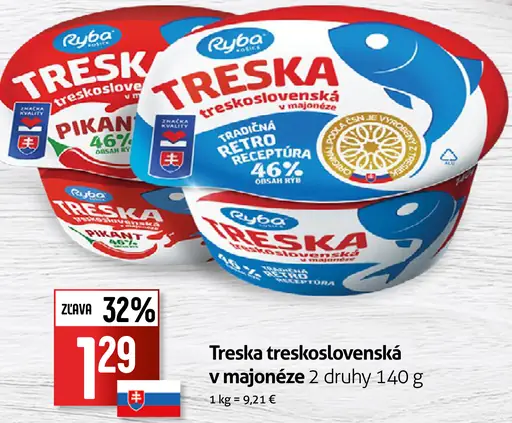 Ryba Treskoslovenská treska v majonéze