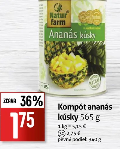 Natur Farm kompót ananás kúsky