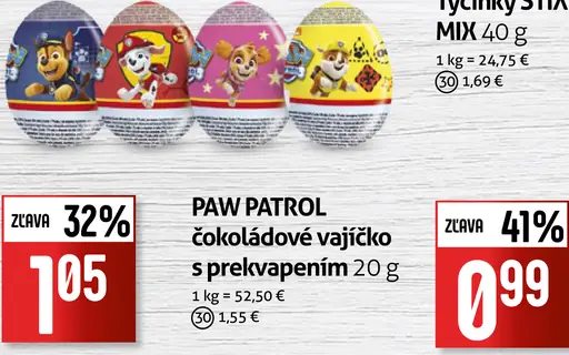 PAW PATROL čokoládové vajíčko s prekvapením