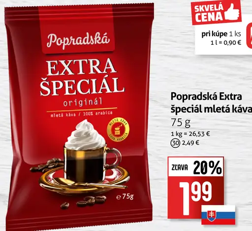 Popradská Extra špeciál originál mletá káva