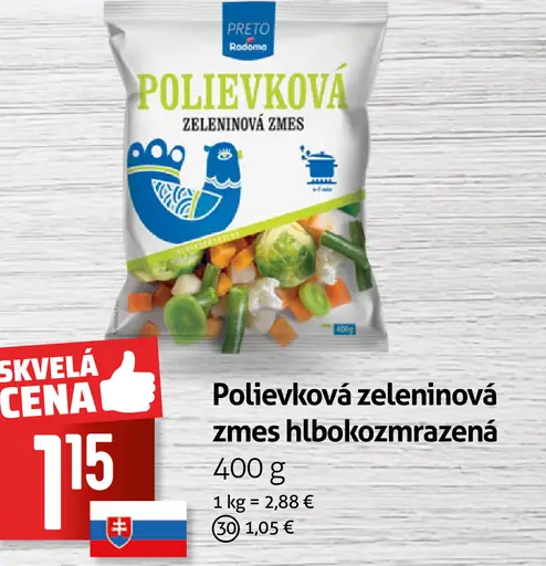 Polievková zeleninová zmes hlboko mrazená