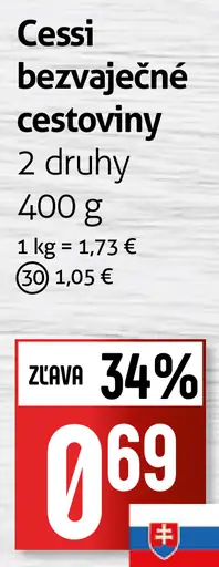 Cessi bezvaječné cestoviny rôzne druhy