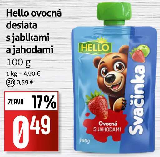 Hello ovocná desiata s jablkami a jahodami