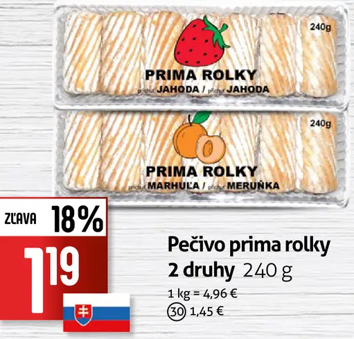 Prima Rolky pečivo 2 druhy