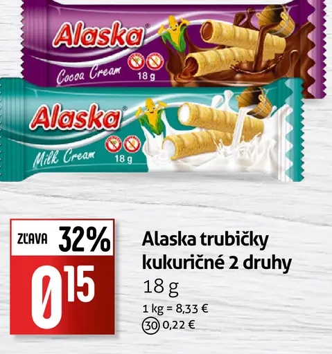 Alaska trubičky kukuričné 2 druhy