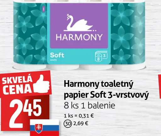 Harmony Soft 3-vrstvový toaletný papier