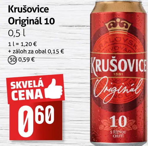 Krušovice Královský Originál 10 pivo plechovka
