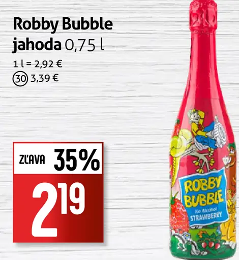Robby Bubble Strawberry sýtený nealkoholický nápoj ochutený